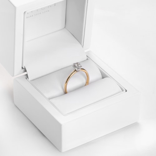 Pierścionek zaręczynowy SAVICKI: dwukolorowe złoto, diament